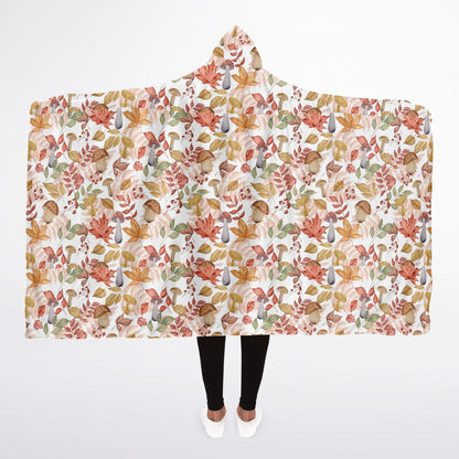 Mushrooms in Autumn hooded blanket
