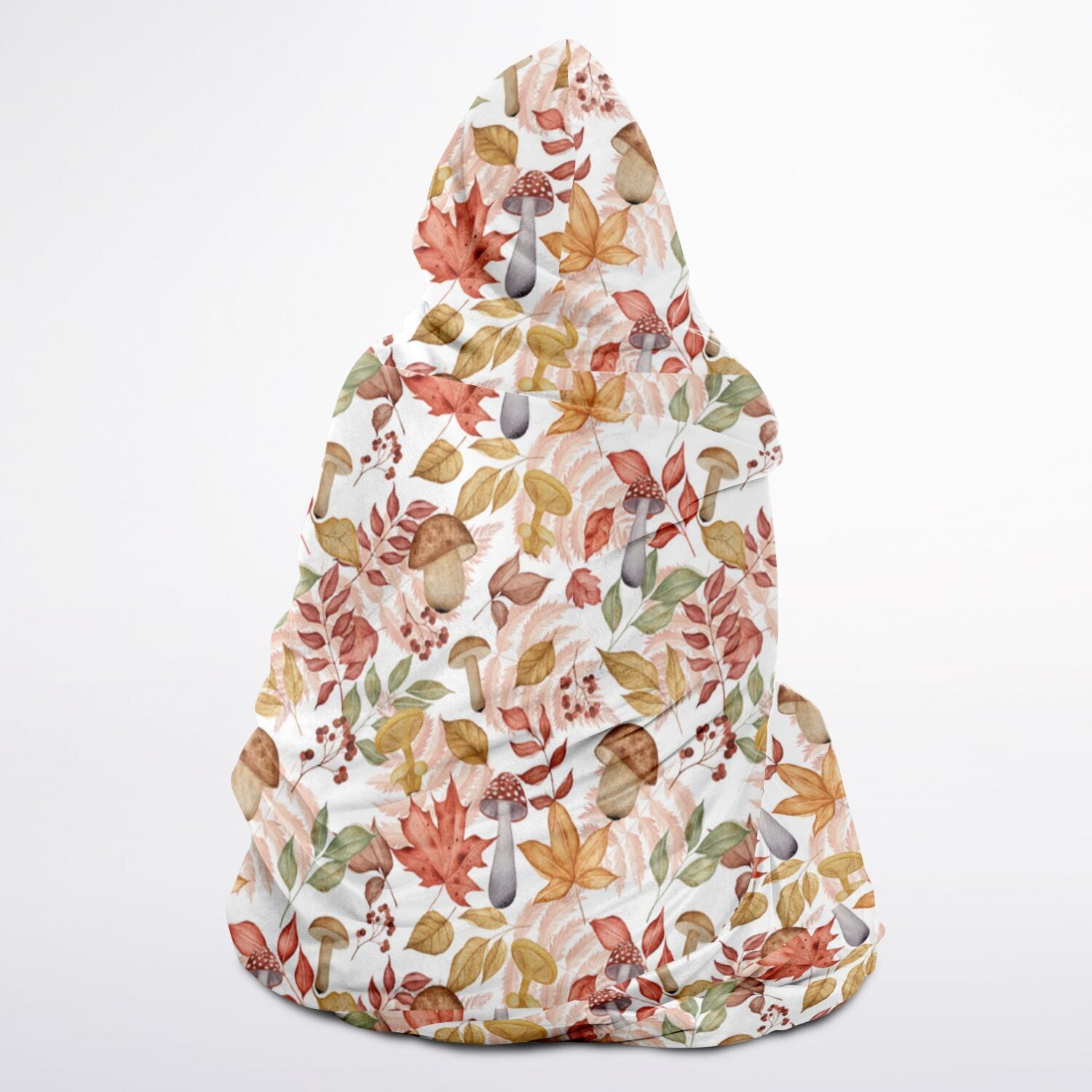 Mushrooms in Autumn hooded blanket