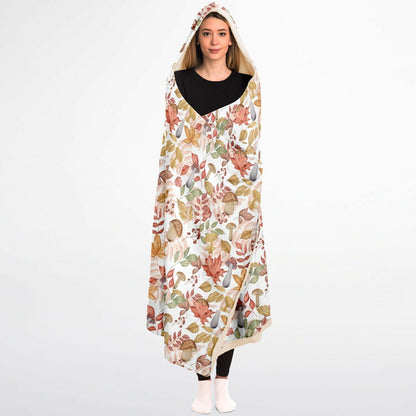 Mushrooms in Autumn hooded blanket