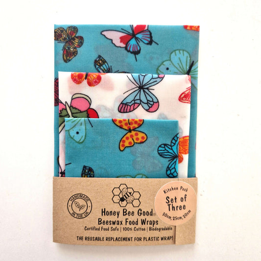 *Set of 3 Handmade Beeswax Wraps | Butterflies-0
