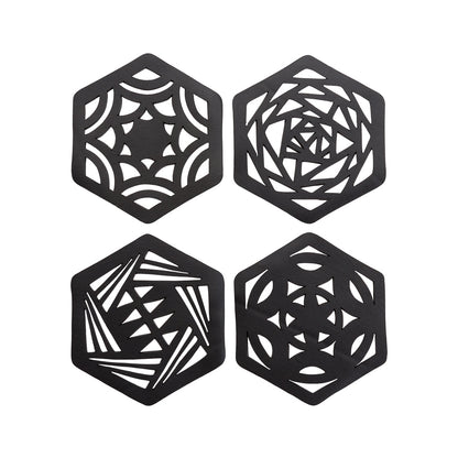 Hexagon Handcrafted Recycled Rubber Coaster - A set of 2 or 4-0