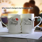 2PCS Kissing Ceramic Couple Mugs Romantic Matchin Coffee Cup for Lover - cozycorestore.store