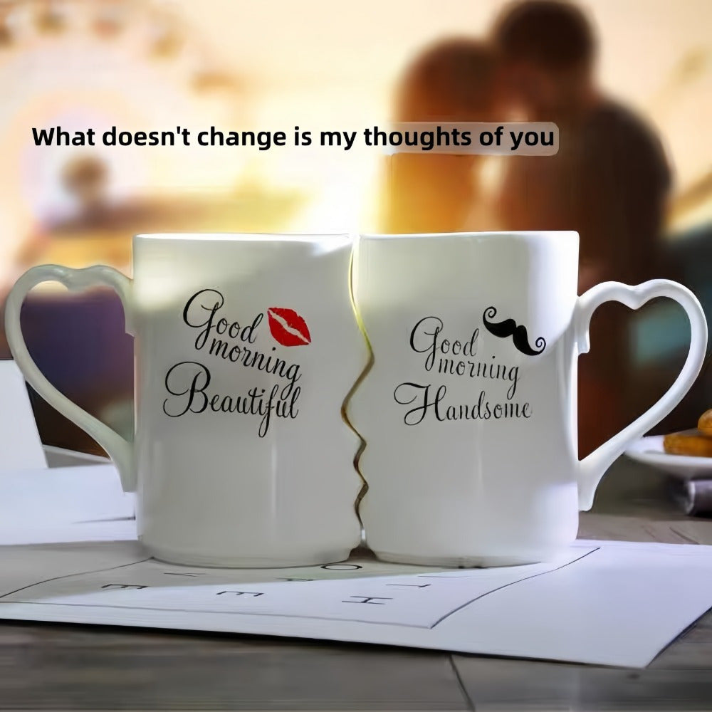 2PCS Kissing Ceramic Couple Mugs Romantic Matchin Coffee Cup for Lover - cozycorestore.store